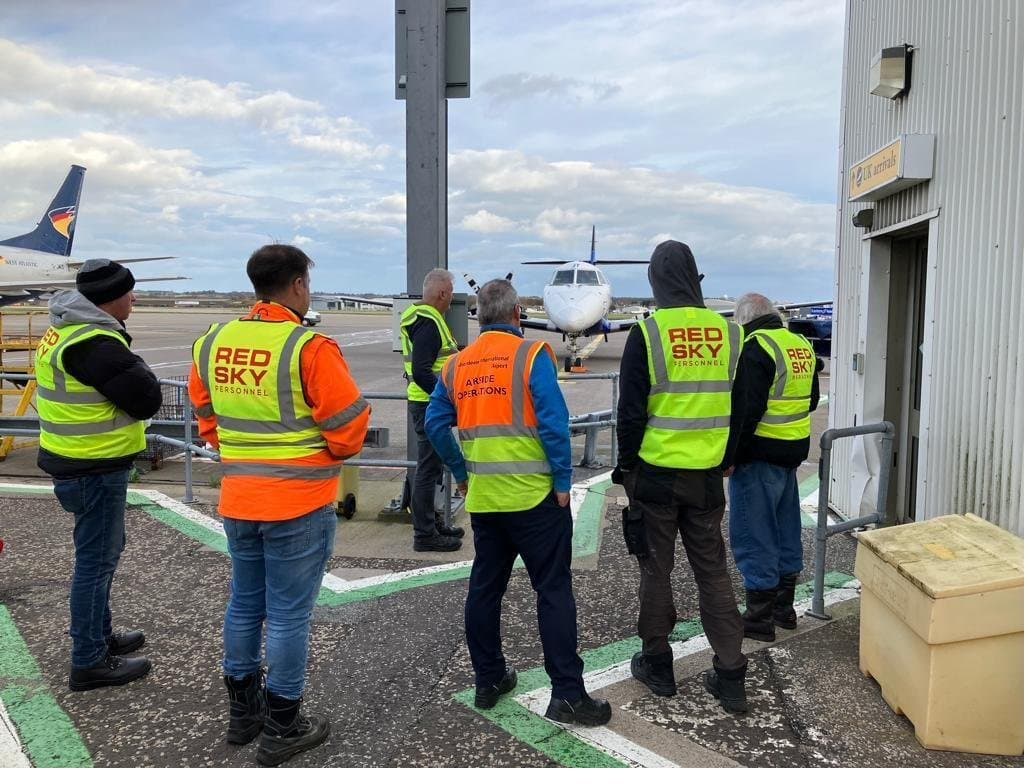 Red Sky operatives on shift at Aberdeen International Airport, winter 2024/25